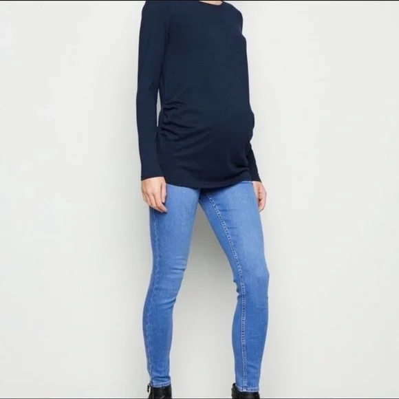 NWT New Look Maternity Jeans Skinny Stretch Denim Cropped Pants Jeggings - Picture 2 of 2